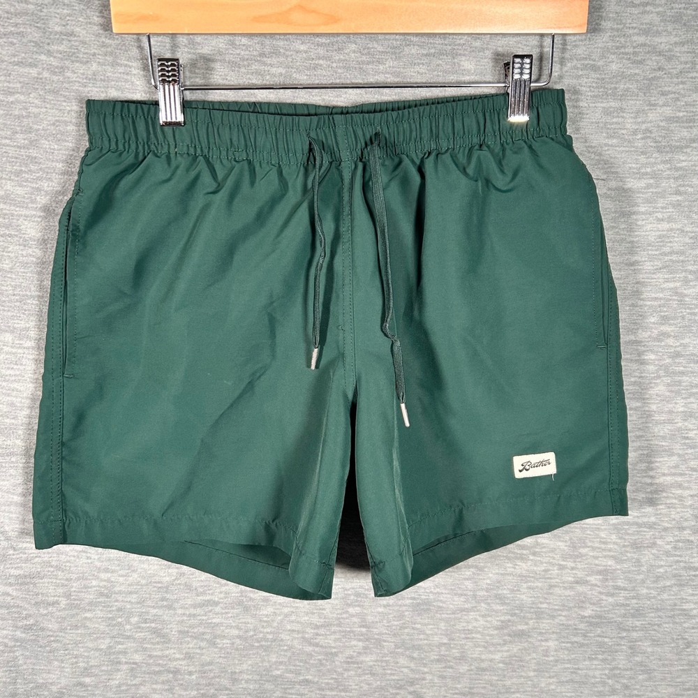 Bather Swim Trunks Mens S Green 5" Inseam Shorts Huckberry Resortwear Summer